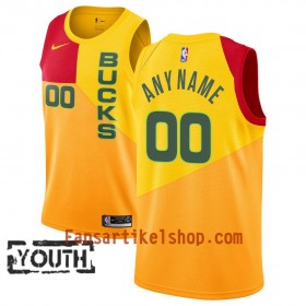 Milwaukee Bucks Trikot Benutzerdefinierte 2018-19 Nike City Edition Gelb Swingman - Kinder